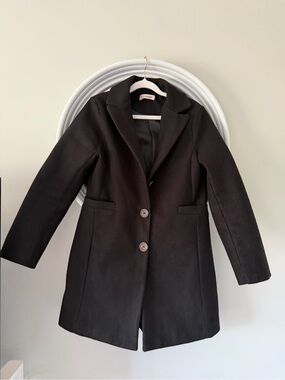 Italian Wool-Blend Black Pea Coat by Mangano